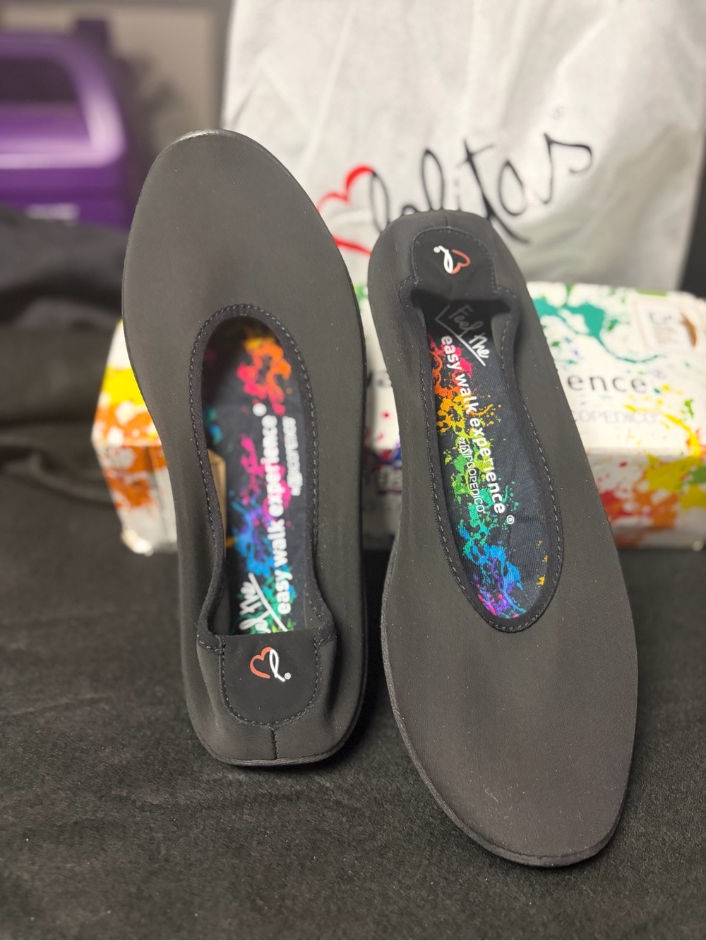 Arcopedico Black Slip-On Ballet Flat with Multicolor Printed Insole EU 39 - Picture 4 of 5